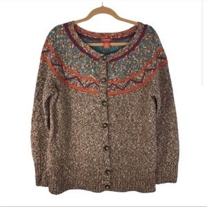 Sundance Button Down Wool Blend Mutliclored Boho Cottagecore Sweater M